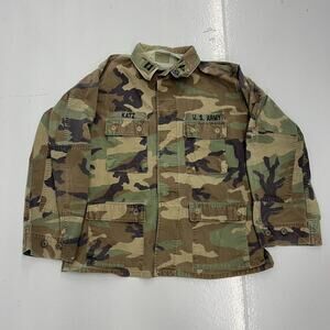 Vintage 80s US Army Military Camo Shirt Chore Jacket